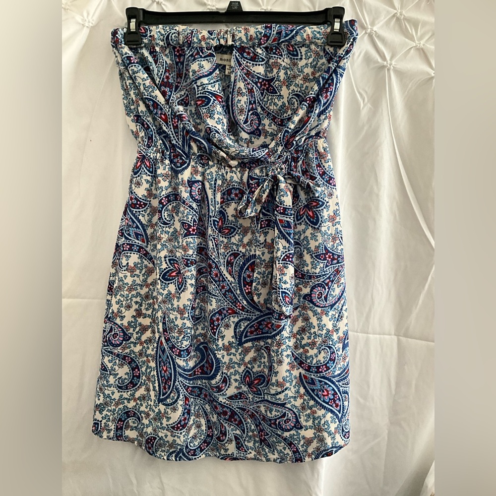 Monteau Blue and White Strapless Sundress